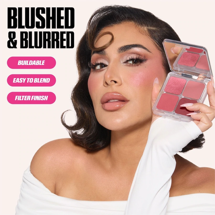 Filter Blurring Blushlighter Palette Rose berry from Huda Beauty باليت أحمر الخدود لون روز بيري من هدى بيوتي