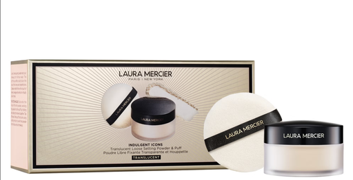 Laura Mercier -Indulgent Icons Translucent Loose Setting Powder + Puff - 29g بودرة تثبيت شفافة من لورا ميرسييه - 29 غرام 
